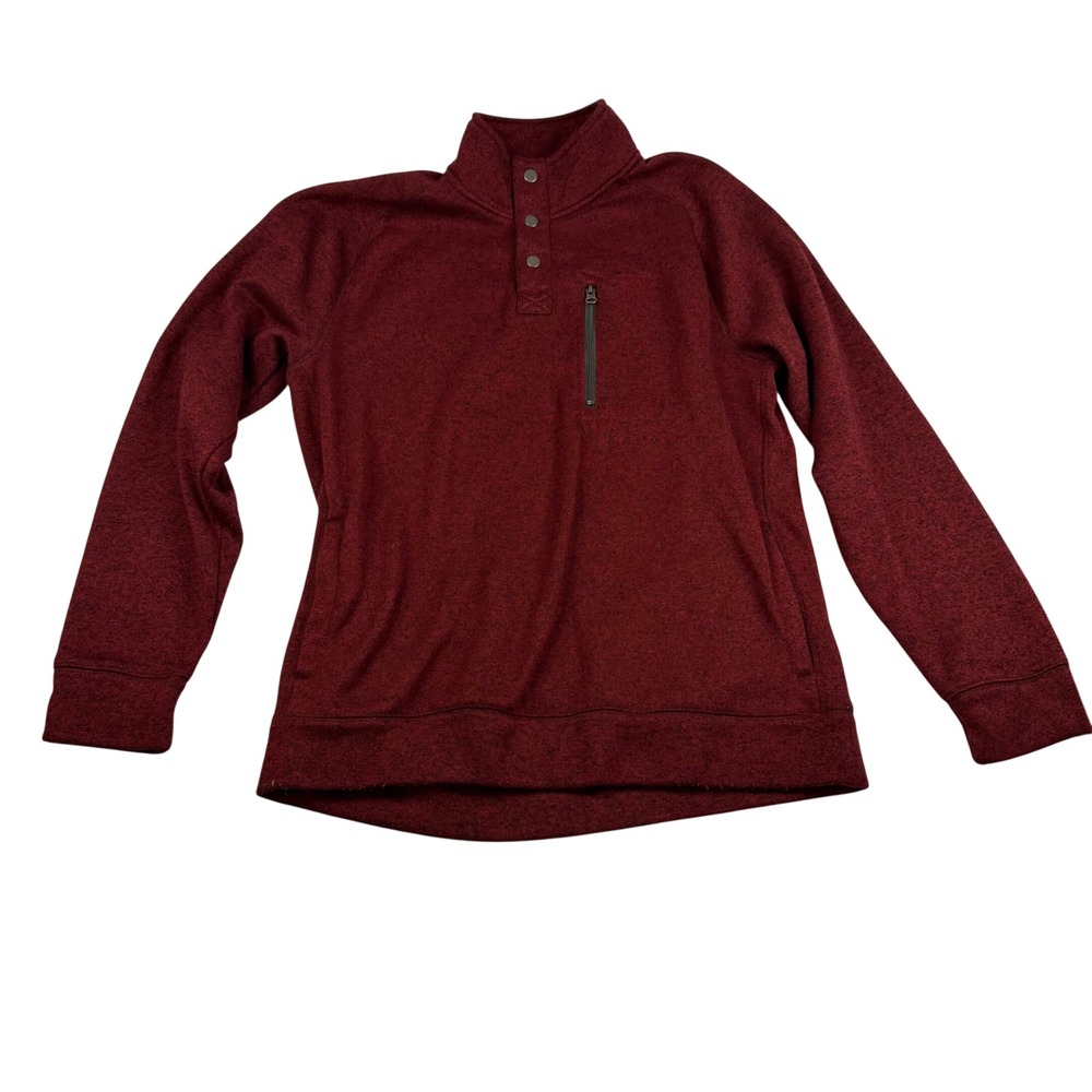 Sonoma Goods‎ For Life Mens Burgundy Heather Quarter Snap Pullover Sweater Large